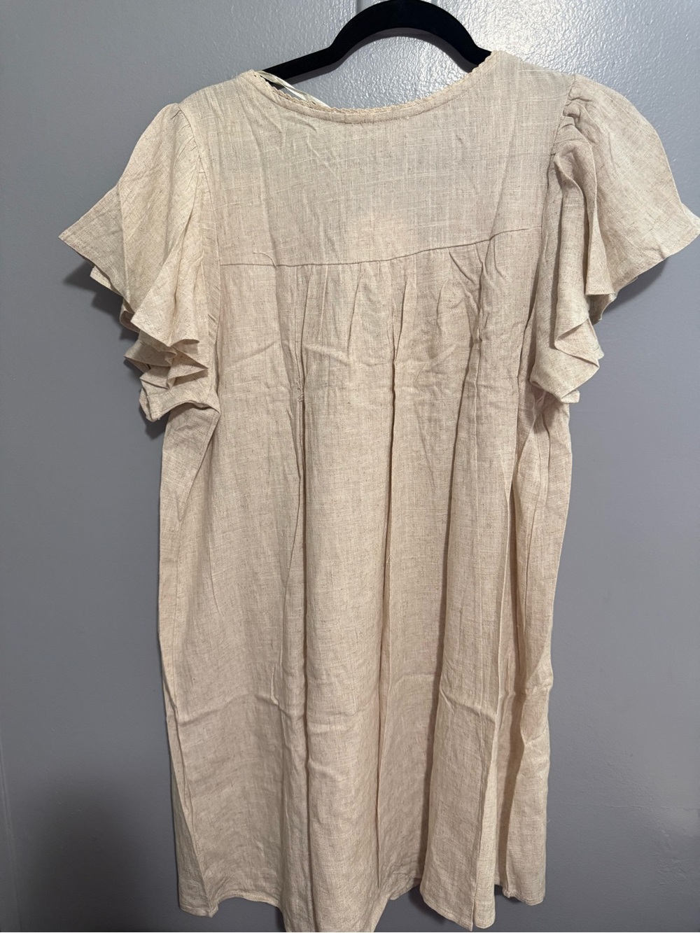 Umgee Tie-Front Flutter Sleeve Linen Rayon Dress - Picture 3 of 5